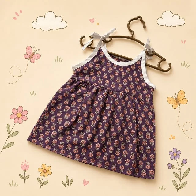 Purple Floral Tie-Strap Frock