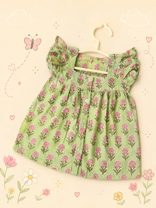 Mint Green Frill-Sleeve Frock