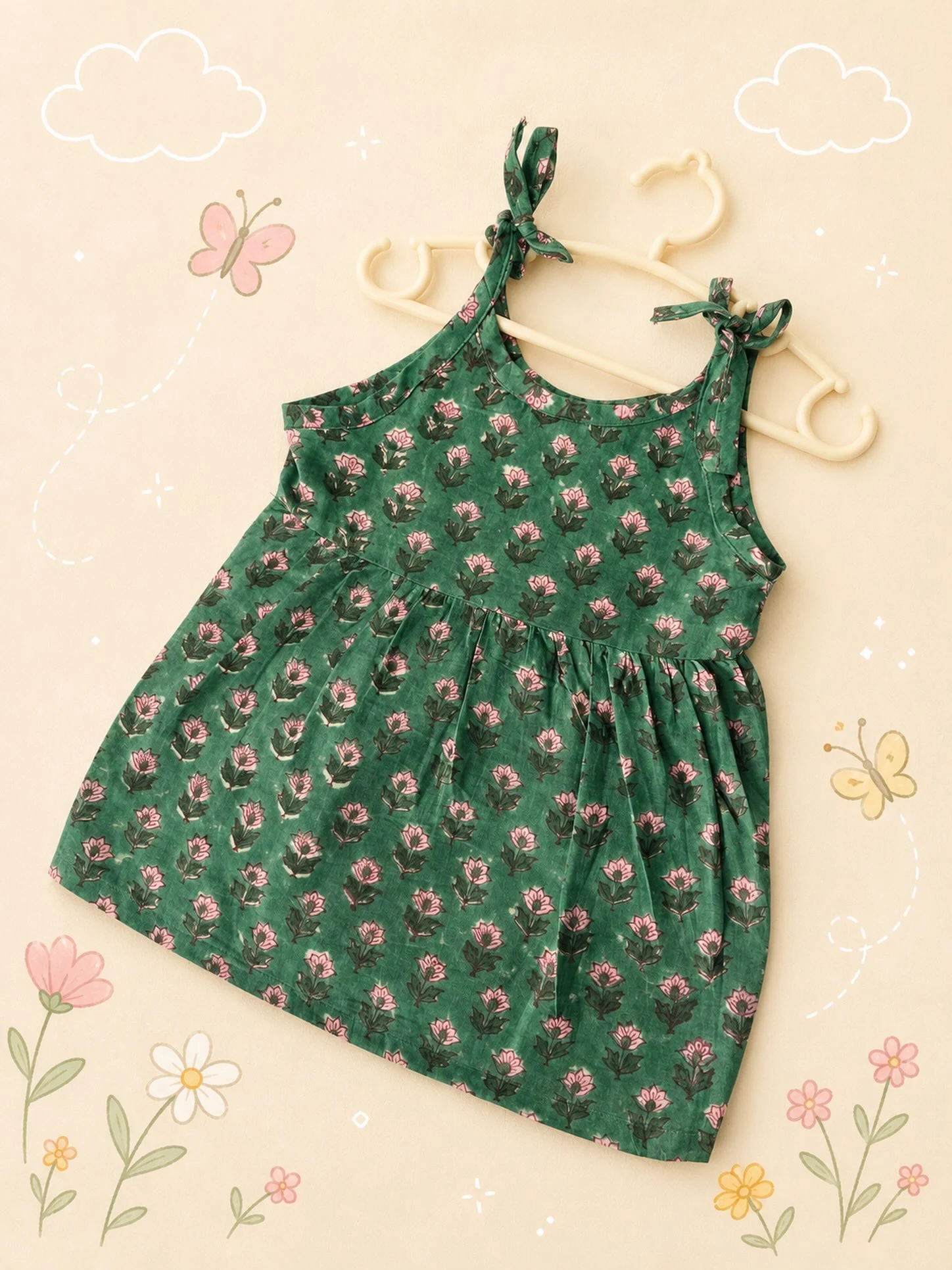 Bottle Green Tie-Strap Frock